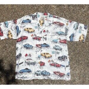 Island Collection Evolution Of American Sports Car Corvette Hawaiian Shirt SZ L